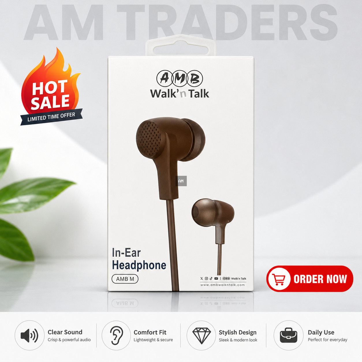 AMB Walk’n Talk In-Ear Headphone – Clear Sound, Comfortable Fit & Stylish Design